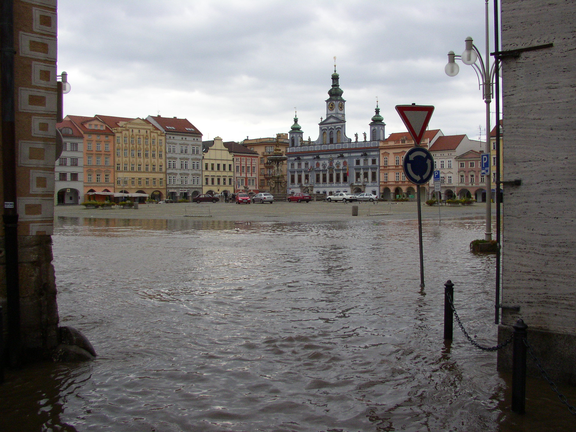 Povodeň srpen 2002 Náměstí Přemysla Otakara II.